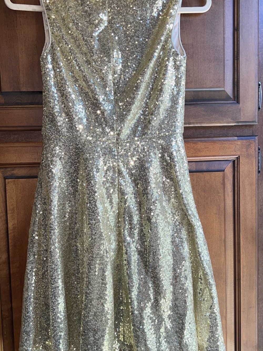 🌸Dressever Short-Sleeve V Neck Gold Sequins Party Knee Length Dress Women Size S - Picture 8 of 10